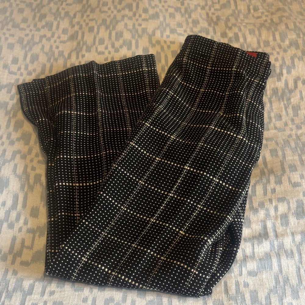 OLSEN EUROPE BLACK AND WHITE WINDOW PANE TROUSERS